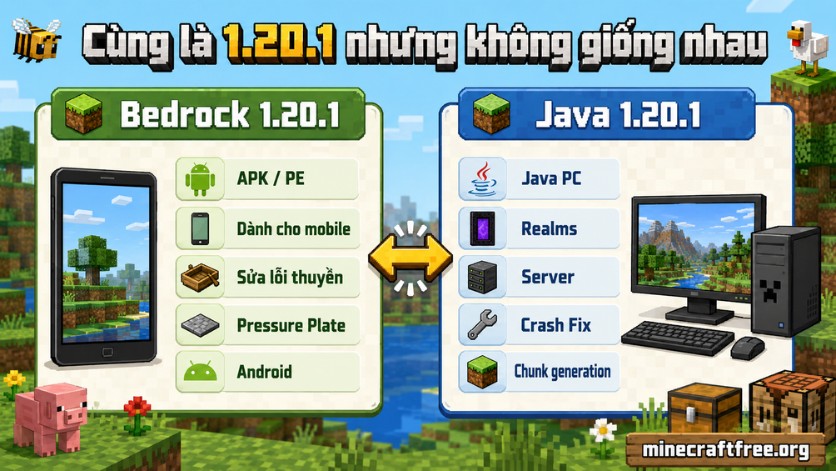 Khác biệt giữa Java và Bedrock