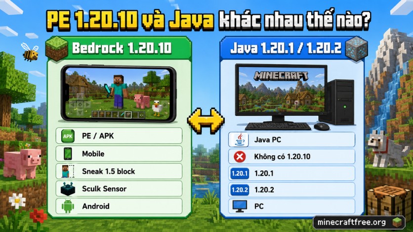 Bedrock 1.20.10 và Java