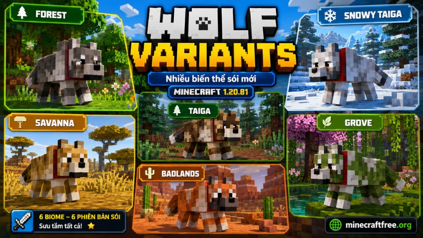 Các biến thể sói mới trong Minecraft 1.20.81