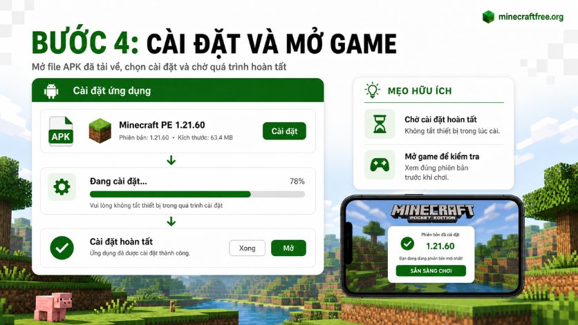 Cài đặt và chơi Minecraft PE
