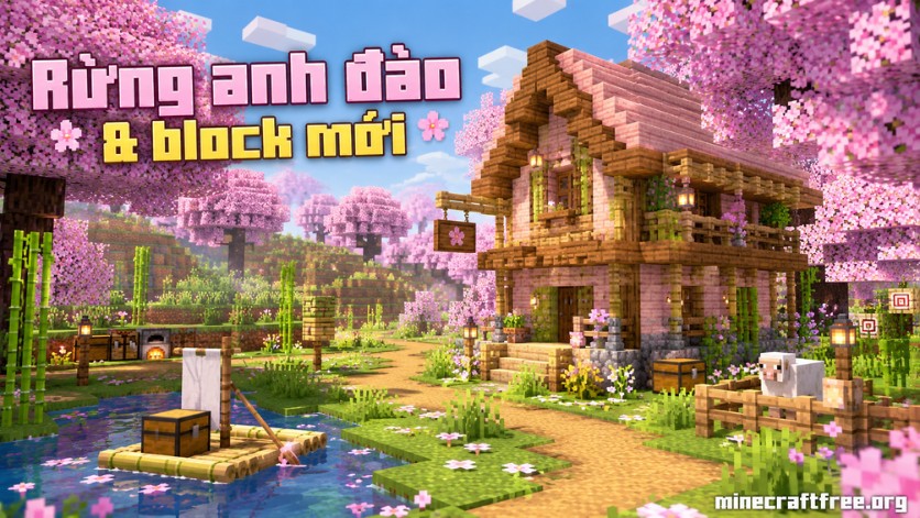 Rừng anh đào và vật liệu xây dựng mới trong Minecraft 1.20