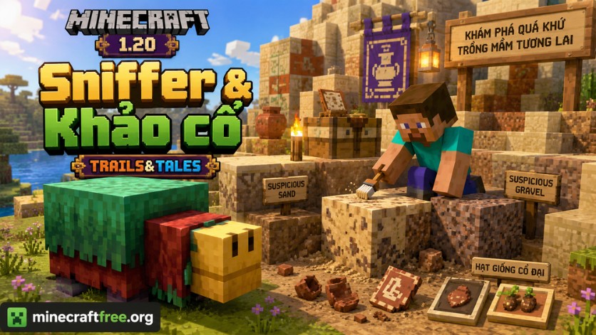 Sniffer và tính năng khảo cổ trong Minecraft 1.20