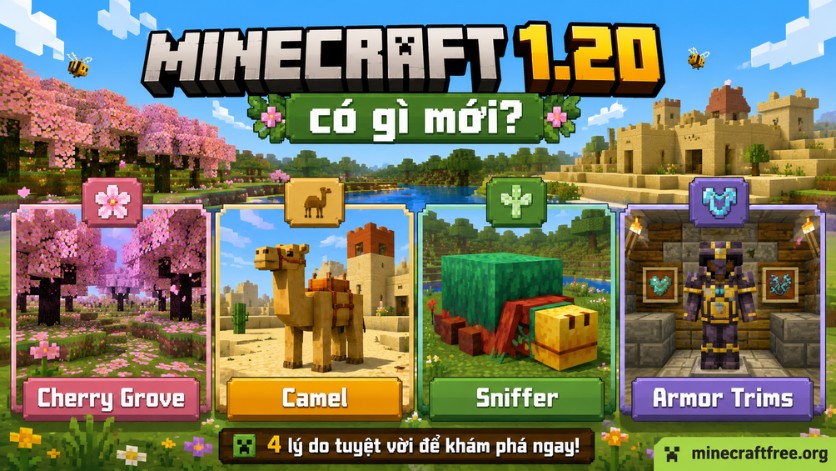 Các tính năng nổi bật đáng chơi trong Minecraft 1.20