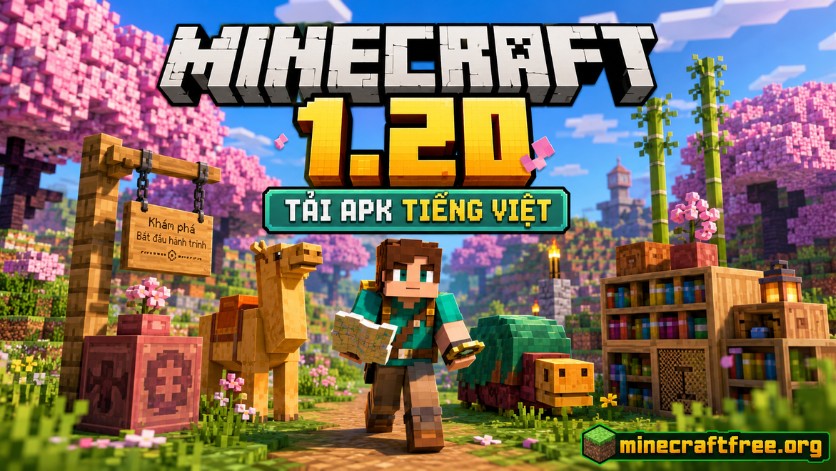 Minecraft 1.20 APK tiếng Việt với Sniffer, camel và rừng anh đào