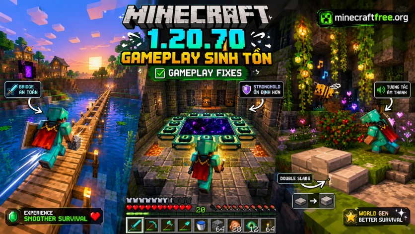 Gameplay sinh tồn trong Minecraft 1.20.70