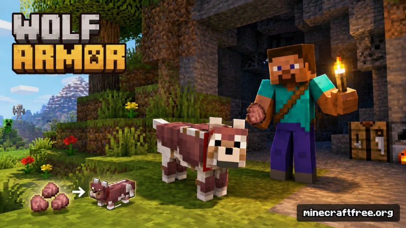 Wolf Armor cho sói trong Minecraft 1.20.80